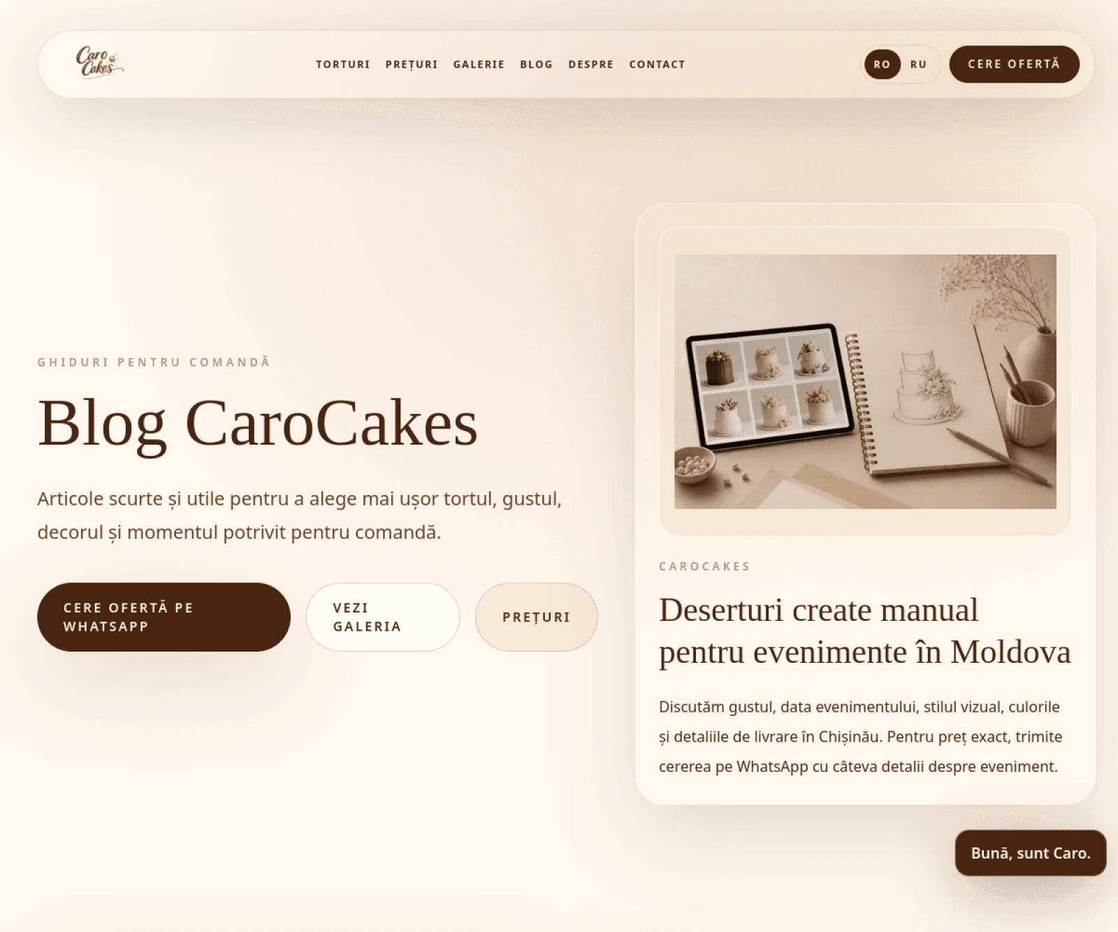 SEO-блог CaroCakes для поиска и заказов